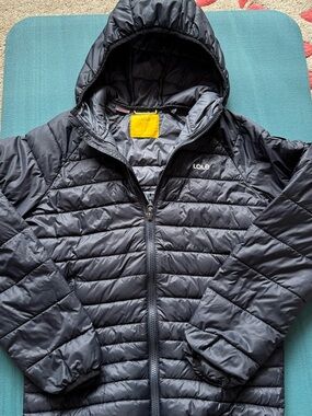 Lole Kids Black Quilted Packable Hooded Puffer Jacket XL(14-16) like new